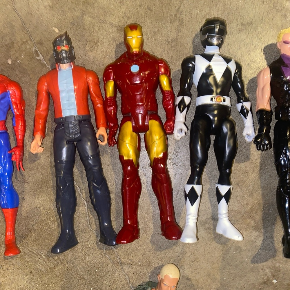 Action Figure lot - 6 Marvel, Spider-Man & power ranger. Vintage edition. 12”